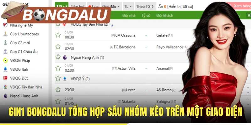 6in1 Bongdalu tổng hợp sáu nhóm kèo trên một giao diện